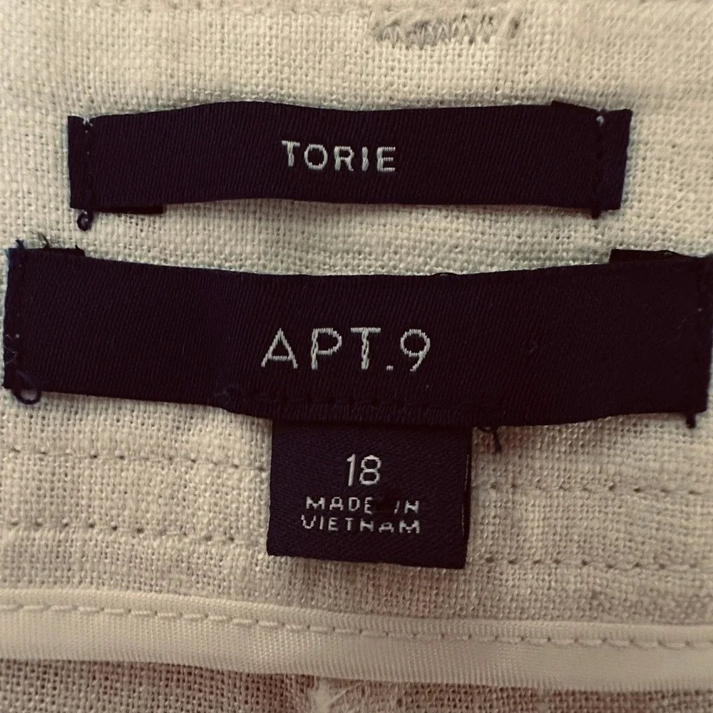 Apt 9 Torie Shorts Women Cream Linen Blend Cuffed Mid Rise Coastal Grandma 18